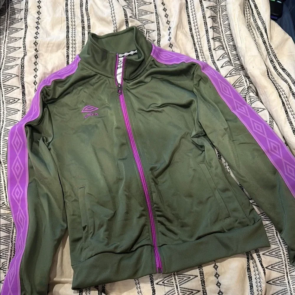 Umbro Green and Purple Bomber Jacket Lightweight Athletic Wear xsmall top gym